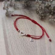 Bransoletka serce ornament SREBRO 925 sznurkowa