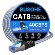 Kabel Ethernet BUSOHE Cat 8 | 15 m | Płaski | 40 Gb/s | RJ45