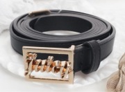 JUICY COUTURE PASEK DO SPODNI CZARNY NOWY ZLOTA KLAMRA EKO SKÓRA