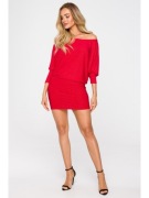 Sukienka z dekoltem opadającym na ramię czerwona rozm. XL