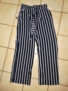 Spodnie granatowe w białe paski H&M 40 L, wiskoza