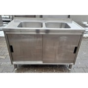 ZLEW / BASEN 2 KOMOROWY Z SZAFKĄ - DORA METAL - 120/60/85 - M.1444.N