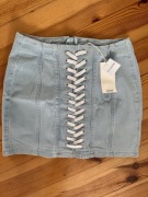 Nowa jeansowa spódnica damska z ozdobnym sznurkiem S (36)