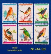 Znaczki fauna:744: ptaki- Korea Północna 1988r 