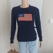 Ralph Lauren granatowy bawełniany sweter z flagą XS/S