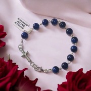 Bransoletka TYGRYSIE OKO NIEBIESKIE Z Krzyżem +zapięcie Metalowy łańcuszek 