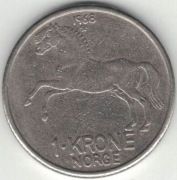 Norwegia 1 korona krone 1968 - 25 mm - nr 3