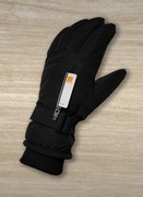 Rękawiczki męskie zimowe na narty rower (r.XL) czarne ocieplane z kieszonką