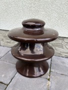 Duży izolator porcelanowy PRL | brązowy czekoladowy | 25 cm | vintage loft