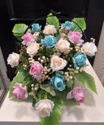 Stroik/ wiązanka komplet na cmentarz obciążony, pastelowe róże 