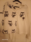 Koszula w koty biało czarna M Święta Sylwester