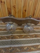 lampa wiszącadrewniana dwa klosze