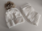 Czapka z kominem (komin ) zimowy komplet ciepły dziewczęcy 