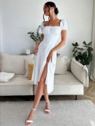 Elegancka sukienka biała sznurowana ML 