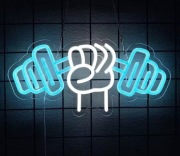 NEON  SIŁOWNIA SZTANGA SZYLD FITNESS GYM LAMPKA NOENOWA LED USB BICEPS 