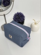 Quilted Essential Boxy Pouch - Waffle fabric (pastel blue color)