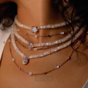 Chocker naszyjnik topaz kamień księżycowy moonstone srebro 925