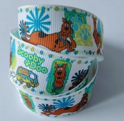 Taśma rypsowa lamówka wstążka tasiemka 25 mm Scooby Doo drukowana 
