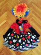 Strój przebranie klauna dla dziewczynki - sukienka, kolorowa peruka