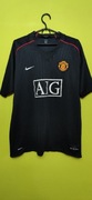 Koszulka t-shirt  sportowy piłkarski Manchester UTD AIG czarny 2007-2008