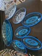 Zabytkowe patery, salaterki  niebieskie HS Ząbkowice  PRL