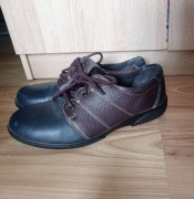 Półbuty skórzane bordowo szare