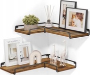 VASAGLE 2 półki narożne wiszące, L kształt, loft vintage brąz