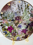 Zegar rękodzieło z żywicy 29 cm | rośliny | dekoracja glamour vintage