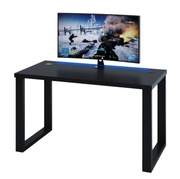 Biurko gamingowe 110x60x76 cm z taśmą LED RGB - czarne / nowe