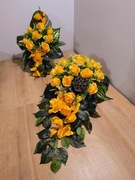 Stroik na grób, kompozycja na cmentarz, wiązanka z wazonem , zestaw.LU7K