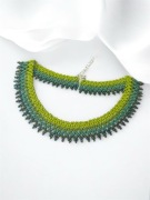 Kolia koralikowa zielony gradient | ręcznie robiona biżuteria handmade