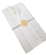 Zaproszenie voucher na sesję fotograficzną foto złoto biel stempel kwiaty