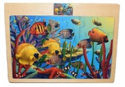 Puzzle w drewnianej ramce rybki 24 ele