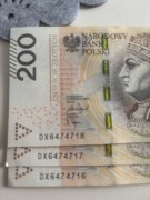 3 banknoty seria DX numery po kolei