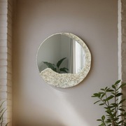 Lustro designerskie rękodzieło - księżyc, japandi, boho, minimalizm, złoto