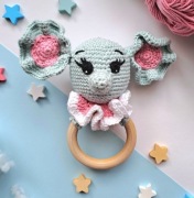 Szydełkowa grzechotka gryzak SŁOŃ RÓŻNE kolory