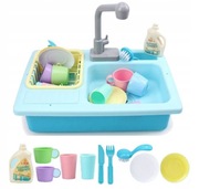 Kuchnia ZLEWOZMYWAK KRAN z Wodą Naczynia Sztućce Zmywanie Leci Woda