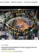 NASZYJNIK KAMIEŃ TURMALIN MALACHIT TYGRYSIE OKO STAL NIERDZEWNA 316l MĘSKI 