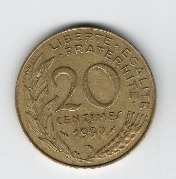 Chiny. Tajlandia. Francja. Monety obiegowe 5 szt. 