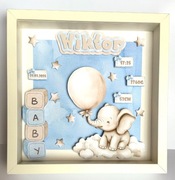 Metryczka 3D w ramce – personalizowany shadowbox dla dziecka | chrzest