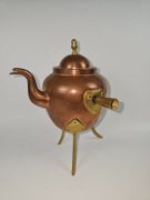 Miedziany czajnik na mosiężnych nogach – vintage, dekoracyjny