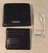 TRUSSARDI komplet 2 portfeli duży + mały na karty kredytowe - skóra, nowy