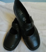 Jenny by Ara, czarne skórzane baleriny, półbuty 40/26cm/ tęgość H