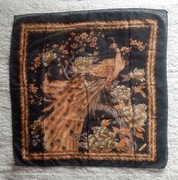 apaszka paw pawie drzewo kwiaty sygnowana CICEK