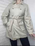 Plaszcz trencz Iniany len 100% bezowy wiosenny cienki na wiosne L 40 M 38