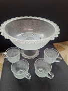 Kryształowa owocarka lub zestaw do ponczu Vintage 