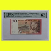 #PMG 67# JÓZEF PIŁSUDSKI NIEPODLEGŁOŚĆ 10zł banknot GRADING Trójmiasto