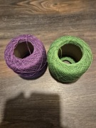 Kordonek bawełniany fioletowy i zielony, razem ok 130g