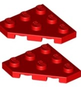 LEGO CORNER PLATE 45 DEG 3X3 RED 245021/2450 2szt.