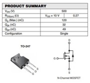 IRFP460LC 20A 500V Power Mosfet Vishay Siliconix Nowy